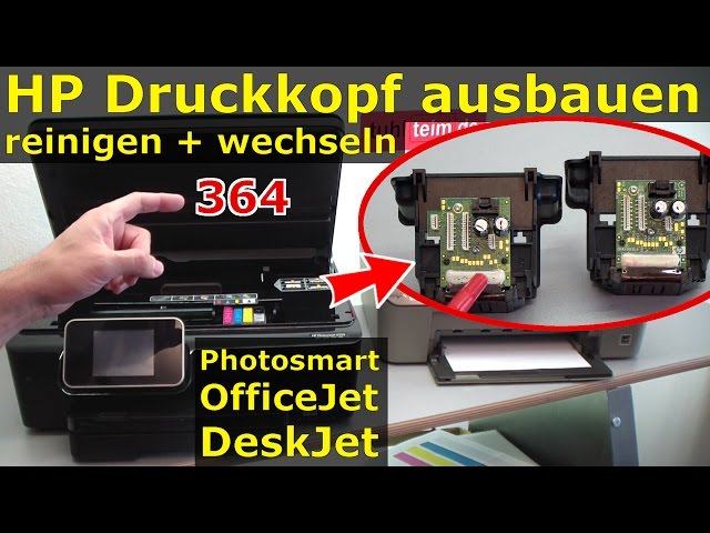 HP Druckkopf 364 ausbauen + reinigen + wechseln | 364-Patronen bei Photosmart OfficeJet DeskJet