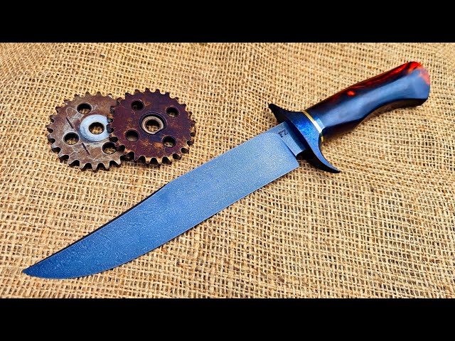 Forging an Bowie Knife from Recycled Car Gears Using the Ancient Technique of Wootz Steelmaking