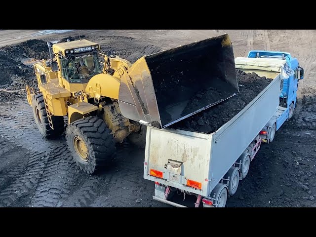 Caterpillar 990 Wheel Loader Loading Coal On Lorries - S.G.M Melidis