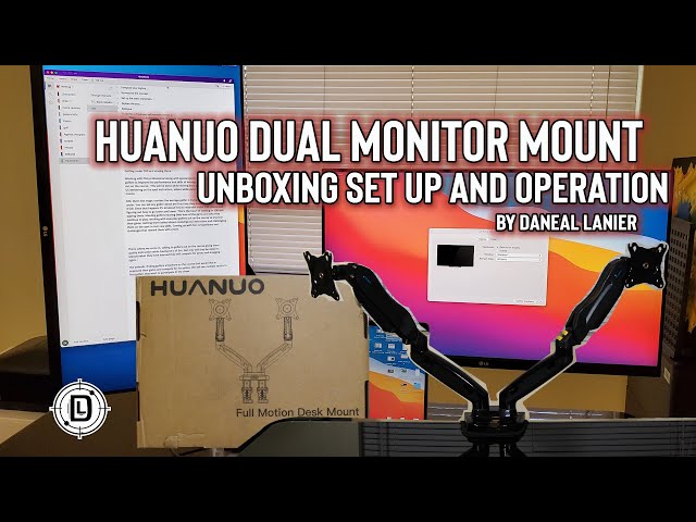 Huanou Dual Monitor Mount, Unboxing, Set Up and Operation