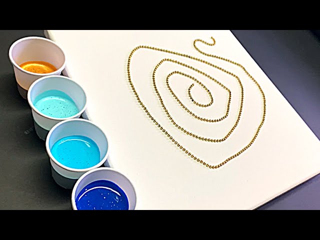 String ~ Chain Pull Painting ~ SATISFYING OCEAN WAVES ~ Fluid Art Acrylic Pouring Technique!!