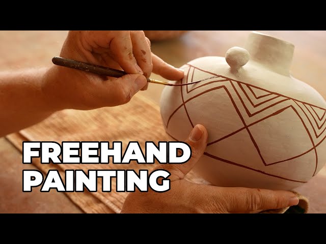 How To Freehand Layout and Paint Complex Geometric Pottery Designs