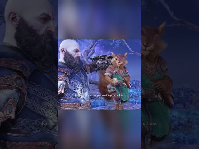 Kratos Meets Ratatoskr Cutscene aka Talking Bitter Squirrel God of War Ragnarok
