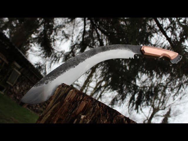 Knifemaking ~ Handforged Kukri from an old leaf spring with copper handle