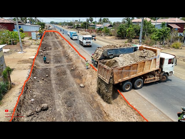 Setup Install New Foundation Downstairs​ Using Stone Soils Of National Road​ With Dozer TruckDumping