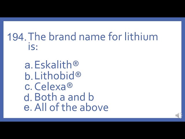 Top 200 Drugs Practice Test Question - The brand name for lithium is: