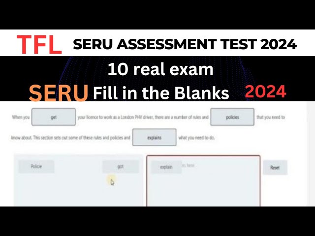 Fill in the Blanks SERU | TFL SERU Real Exam Questions 2024 |TFL SERU assessment 2024,Mock test seru