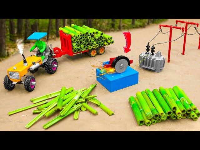 diy mini tractor making green wood cutting machine science project | Trolley Loading @sunfarming7533