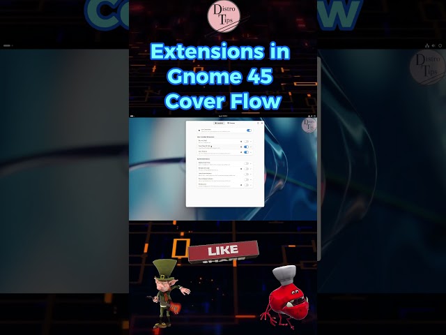 Extensions in Gnome 45. Cover Flow. #shorts  #linux #technology #tech