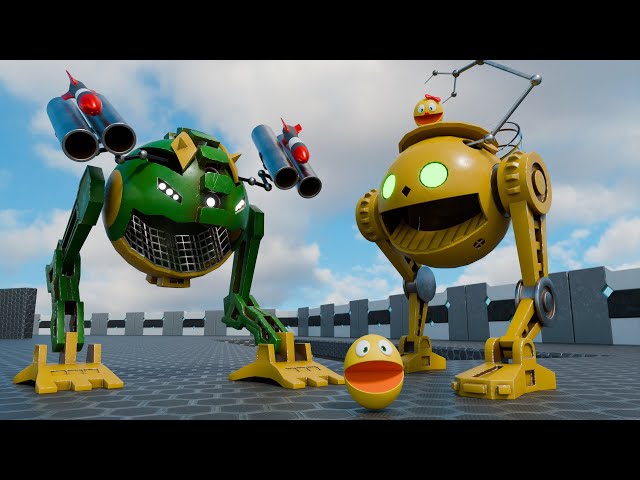 Pacman & Pacman's Protector Robot vs Combat Monster