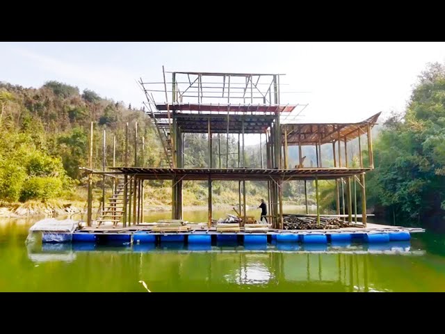 The frame of the three-story bamboo building is completed!【Water Dweller】