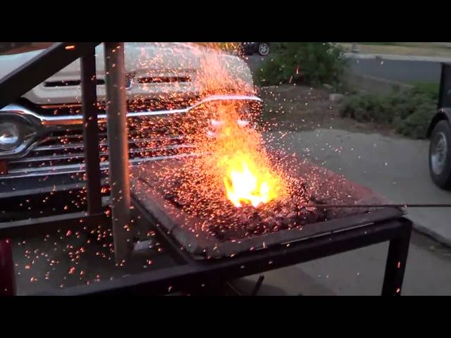 Homemade Blacksmith Forge and Bellows Lighting the First Fire- Part 8