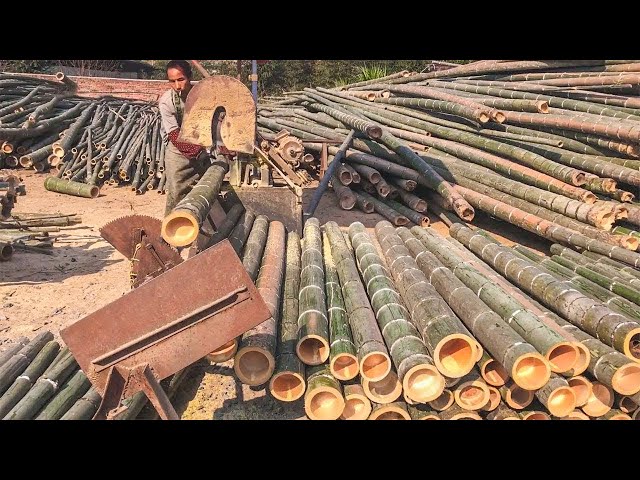 Amazing Automatic Bamboo Processing Factory. Fastest Wooden House Building Woodworking Skill