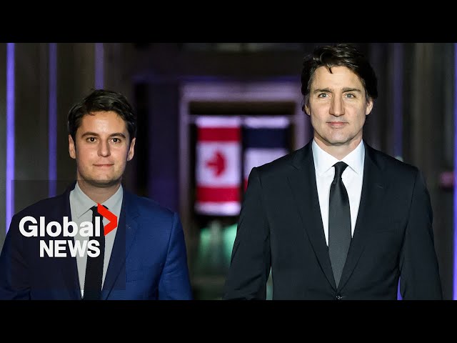 Trudeau, French PM Attal hold signing ceremony to renew Canada France environmental agreement | FULL