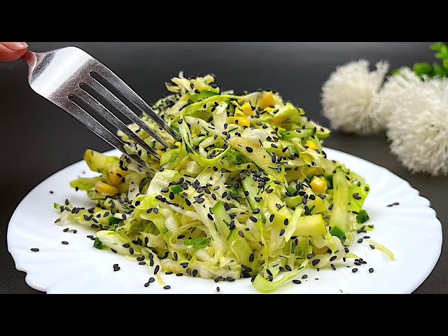 I eat this cabbage salad for lunch every day and quickly lose belly fat! Recipe for cucumbers