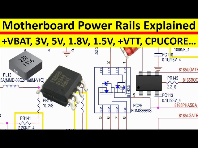 Motherboard Power Rails and Circuits Explained - Laptop +VBAT, 3V, 5V, 1.8V, 1.5V, +VTT, CPUCORE…