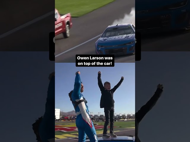 Owen Larson joins dad for victory celebration! 😄🏁