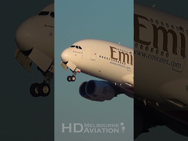 BIGGEST PASSENGER PLANE IN THE WORLD | Emirates Airbus A380 Takeoff at SFO Airport #shorts