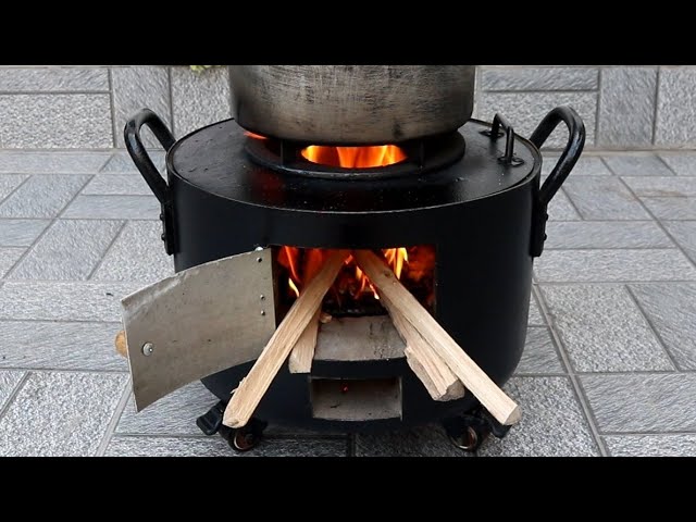 Making a wood stove from broken pot and cement is both easy and saves firewood
