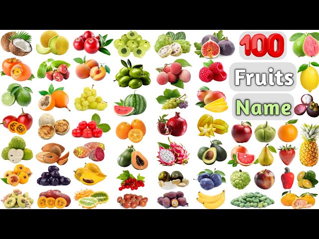 Fruits Vocabulary ll 100 Common Fruits Name in English With Pictures ll 100 Fruits Name in English