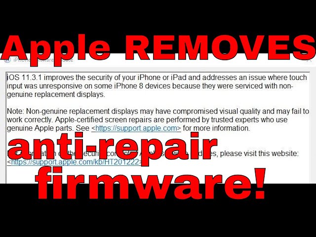 Apple removes firmware that makes independent screen repair more difficult