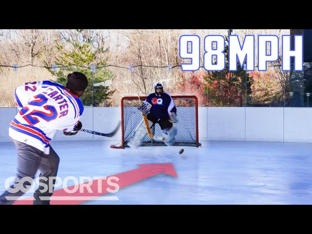Can an Average Guy Stop a Hockey Pro's 98MPH Slap Shot? | Above Average Joe | GQ Sports