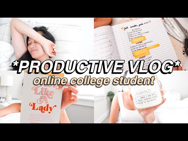 PRODUCTIVE VLOG: online college student, textbook shopping, campus tour, new book, setting goals!