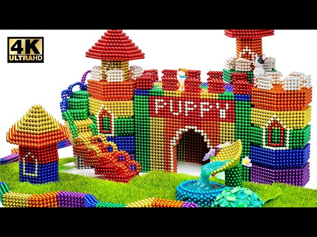 DIY - How To Build Castle Mud Dog House From Magnetic Balls ( Satisfying ) | Magnet World 4K
