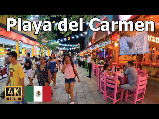 Playa del Carmen , Mexico 4K Walking Tour 🇲🇽 Excellent Night on 5th Avenue