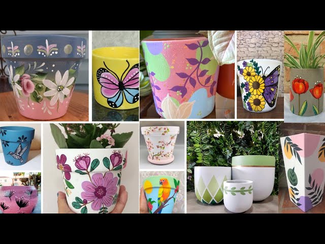 How to #DIY Flower Pot Plant Painting. Part 7. Pot Painting Idea. Pot Painting Design
