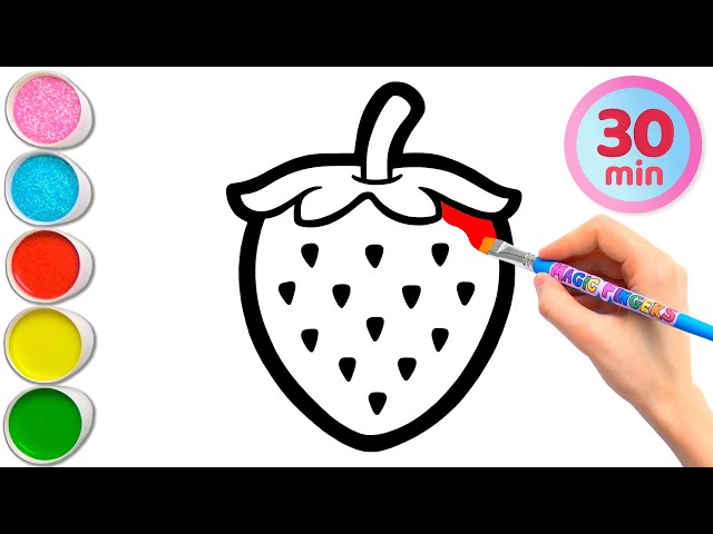 Strawberry and 6 More Fruits Drawing, Painting, Coloring for Kids and Toddlers | Learn Fruits #302