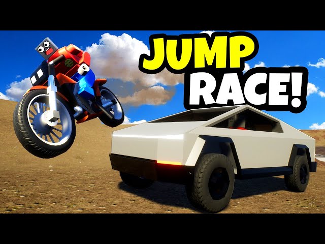 DANGEROUS Jump Race with Lego Cybertruck & Dirt Bikes in Brick Rigs!