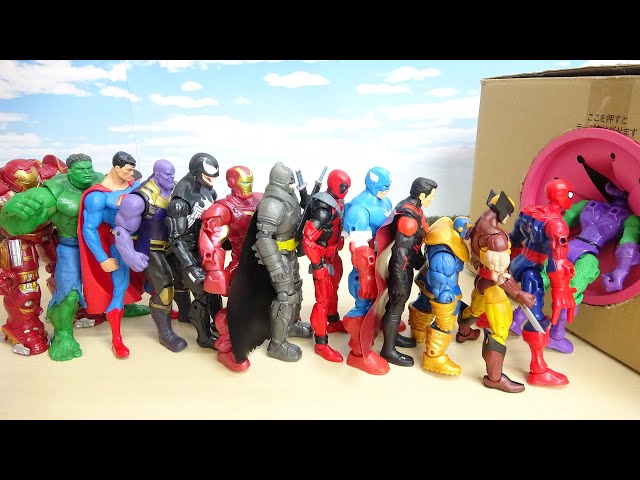 Marvel Super Heroes Spider Man, Iron Man, Captain America walk into Box Meet Hippopotamus