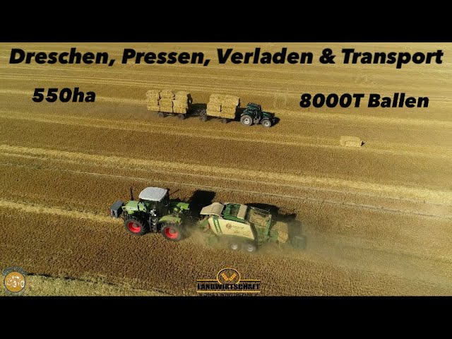 Dreschen, Pressen, Verladen & Transport 550ha Getreide & 8000T Ballen Gersten ernte 2023
