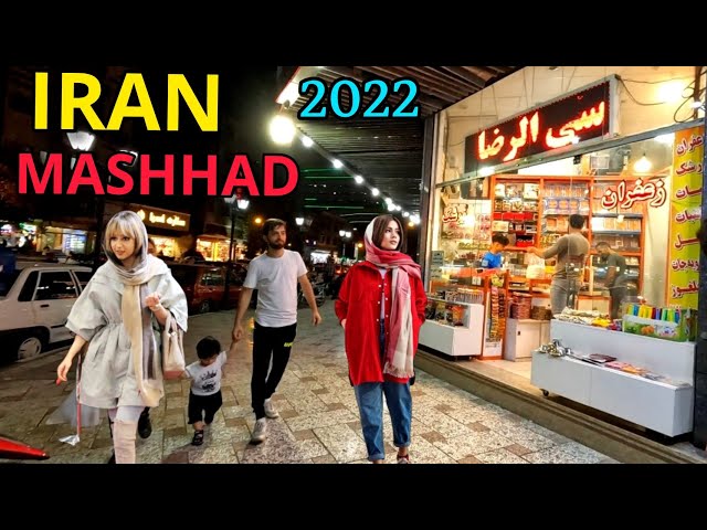 IRAN Walking Tour on Mashhad City 2022 - People feel while walking in Mashhad Street