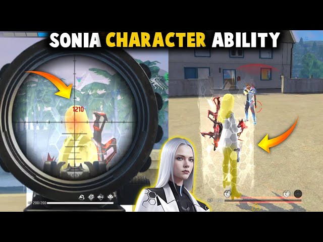 NEW SONIA CHARACTER ABILITY TEST | BEST PASSIVE CHARACTER - GARENA FREE FIRE