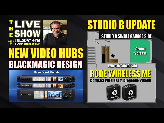 Studio B Plans, New Blackmagic Video Hubs, Rode Wireless ME & Aputure MC Pro, Tuesday Live 4PM (PST)