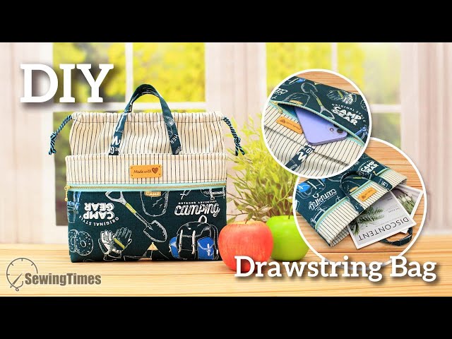 DIY Drawstring Tote Bag | How to sew a lunch bag at home [sewingtimes]