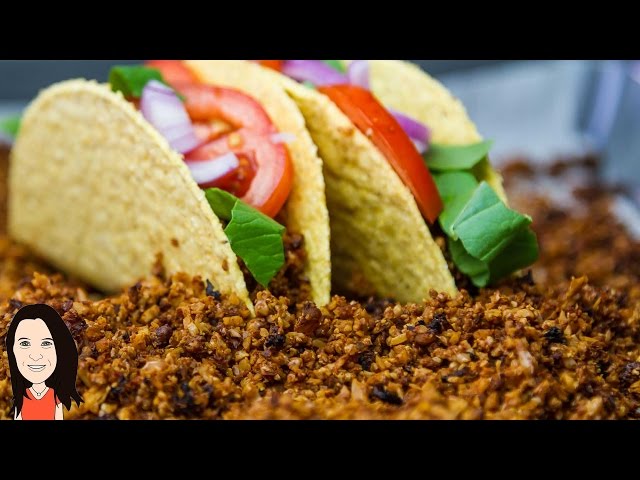 Vegan Ground Beef Recipe Using Cauliflower - use for Taco meat, bolognese, pizza etc