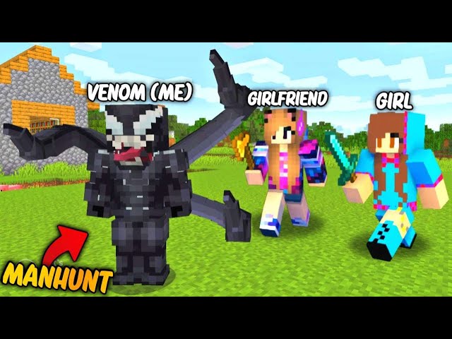😂Speedrunner VS Hunter With My Cute Girlfriends But, I Became a Venom in Minecraft...
