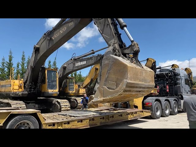 Transporting Volvo EC700, Caterpillar 365C And Liebherr 964 Excavators - Fasoulas Heavy Transports