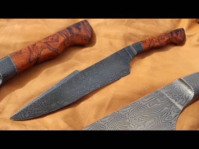 Knifemaking ~ Damascus integral harpoon clip bowie knife for hunting - Collab with Joe the Builder