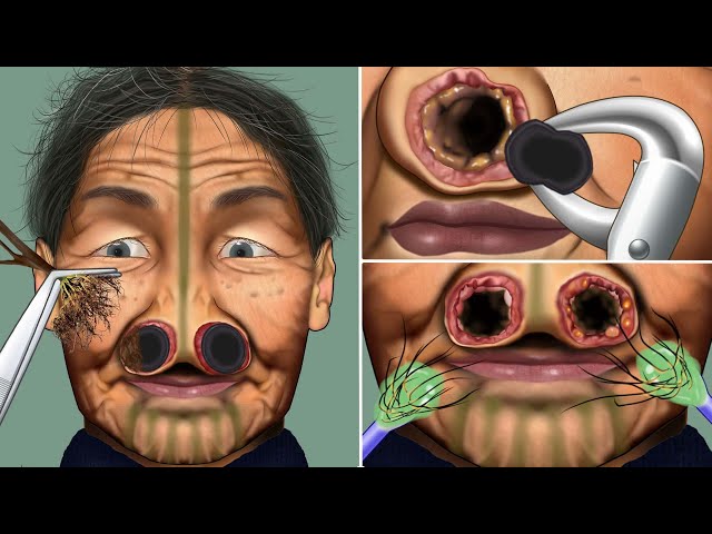 ASMR Apatani big nose piercing tribae treatment animation | Body modification