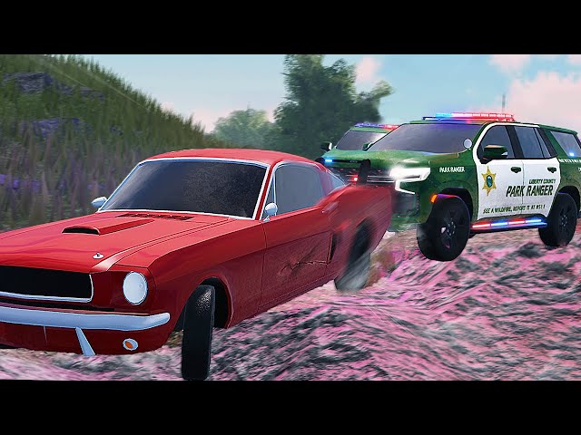 Car FLIES off a MOUNTAIN being chased by Park Rangers! | ERLC Liberty County (Roblox)