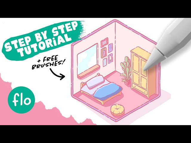 You Can Draw This Cute Isometric Room in PROCREATE - plus FREE Isometric Brushes!