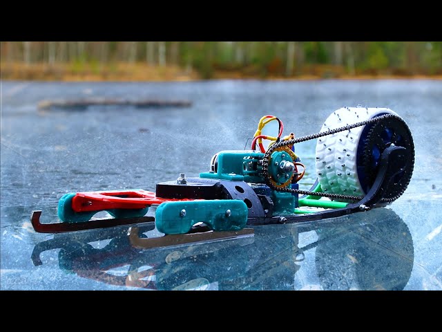 3D Printed RC Ice Vehicle With Chain Drive