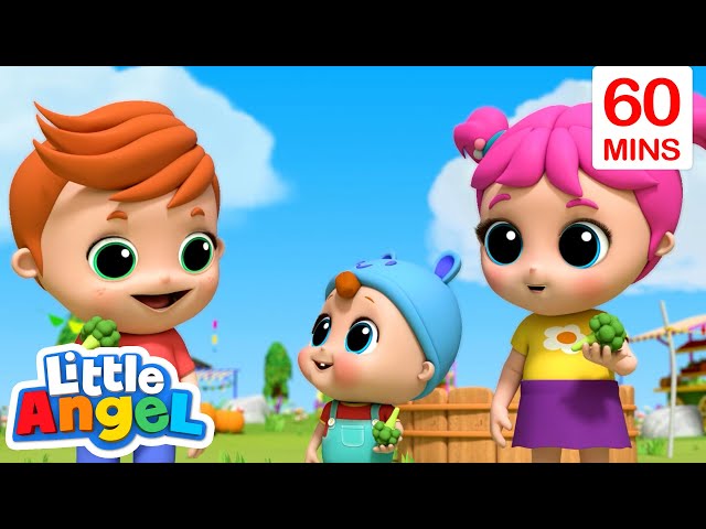 Yum Yum Vegetables | Little Angel Sing Along | Learn ABC 123 | Fun Cartoons | Moonbug Kids