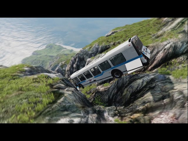 Beamng drive bus Cliff crash
