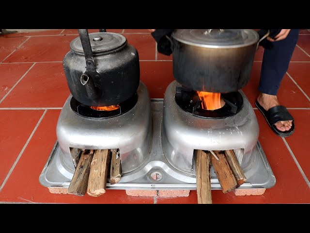 Take advantage of the old sink to make a wood stove that is both beautiful and saves gas