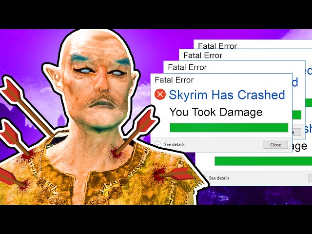 Skyrim but every time I take damage, my game breaks
